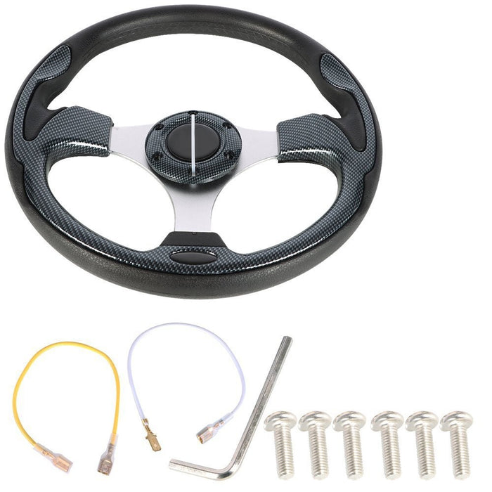 DURAFORCE 12.5" Carbon Fiber Golf Cart Steering Wheel for EZGO Club Car Yamaha Parts