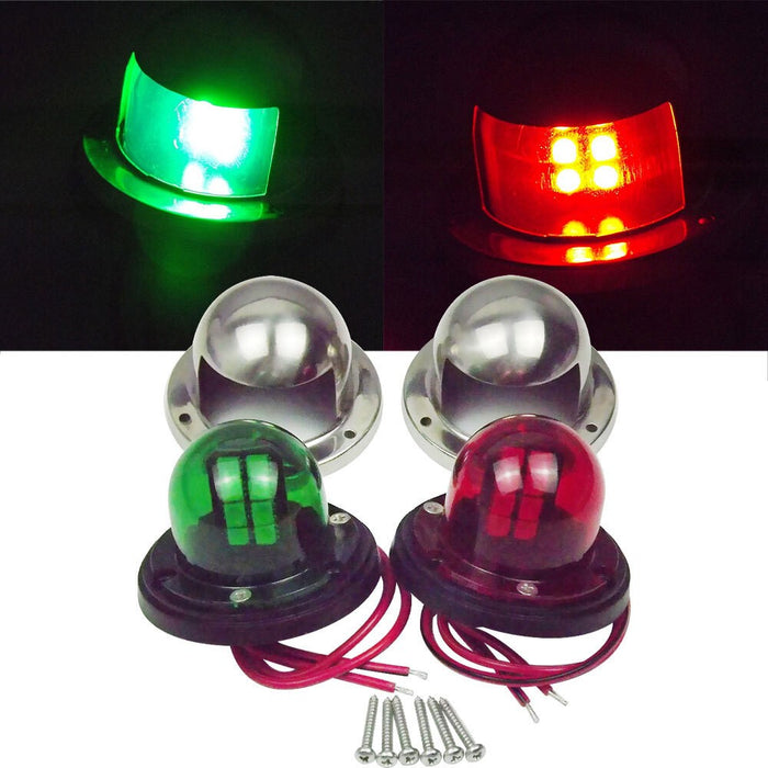 DURAFORCE 12V Stainless Steel LED Bow Navigation Lights Pair for Boat Yacht Pontoon