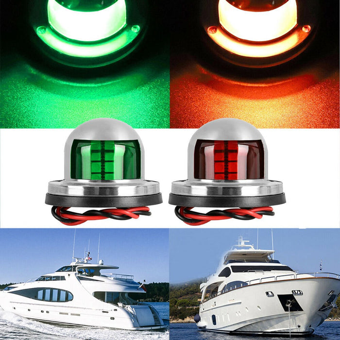 DURAFORCE 12V Stainless Steel LED Bow Navigation Lights Pair for Boat Yacht Pontoon