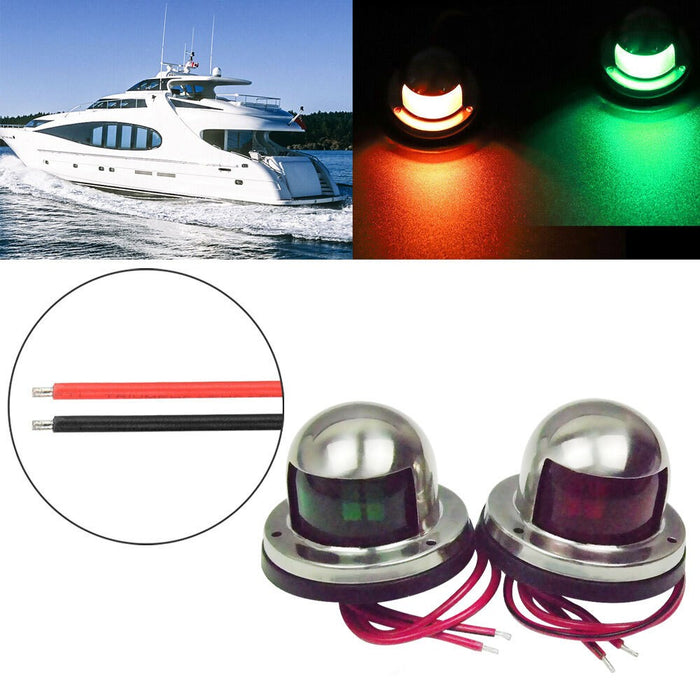 DURAFORCE 12V Stainless Steel LED Bow Navigation Lights Pair for Boat Yacht Pontoon