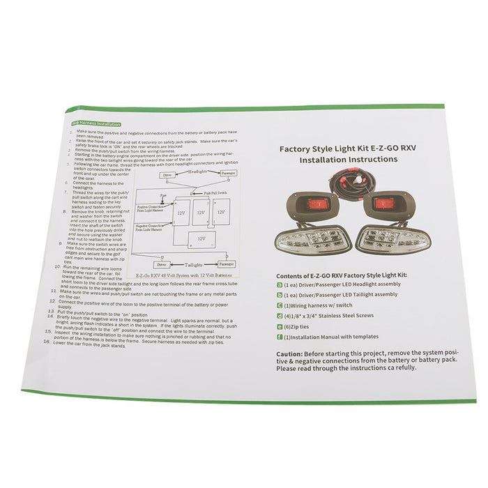 DURAFORCE 2016+ EZGO RXV Full LED Headlights & Tail Lights Golf Cart Light Kit