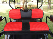 DURAFORCE 4PCS Red Diamond Stitch Front & Rear Seat Covers for EZGO Medalist TXT 94-13