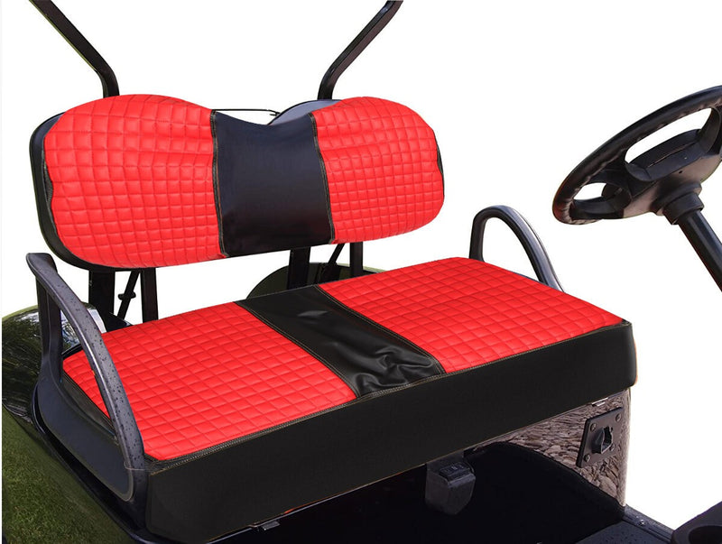 DURAFORCE 4PCS Red Diamond Stitch Front & Rear Seat Covers for EZGO Medalist TXT 94-13