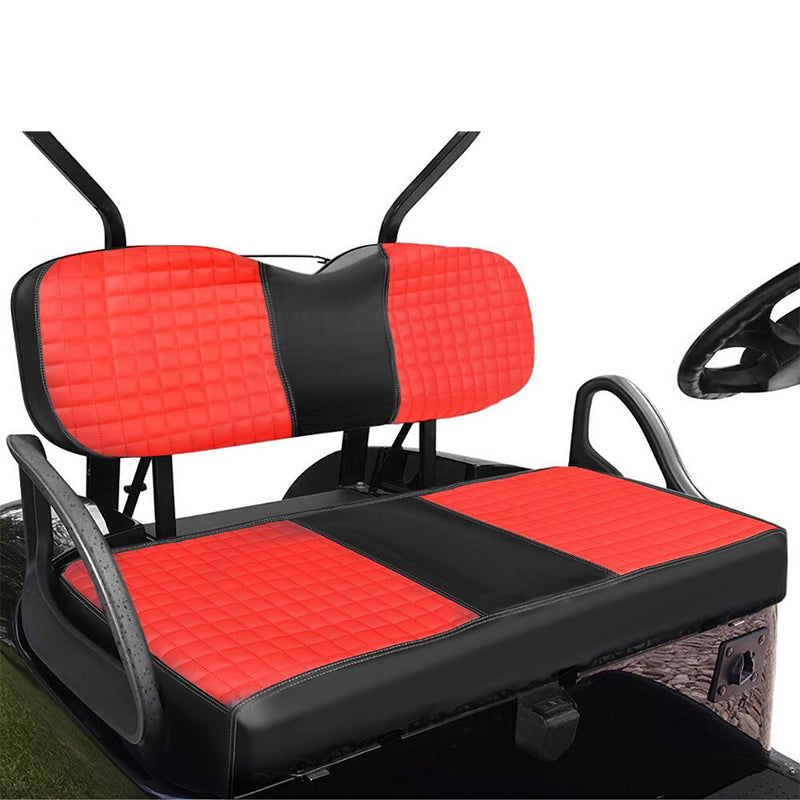 DURAFORCE Red Golf Cart Seat Cover Diamond Stitch Front Rear Club Car Precedent 2004+