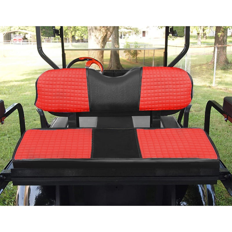 DURAFORCE Red Golf Cart Seat Cover Diamond Stitch Front Rear Club Car Precedent 2004+
