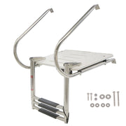 DURAFORCE Telescoping 3-Step Stainless Steel Marine Ship Ladder with Platform & 2 Handles