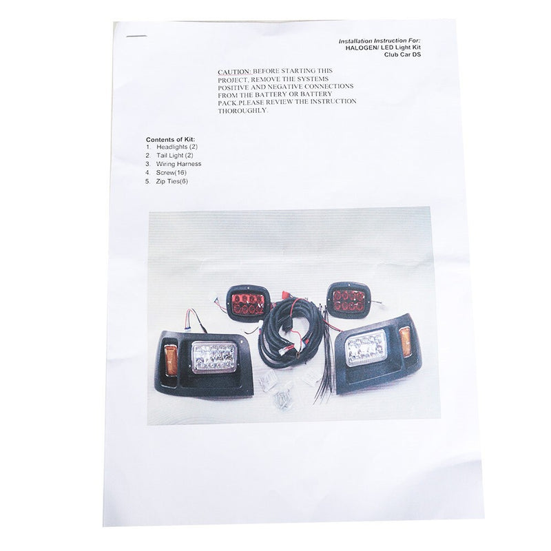 DURAFORCE 1993+ Club Car DS Golf Cart Full LED Head & Tail Light Kit Gas & Electric