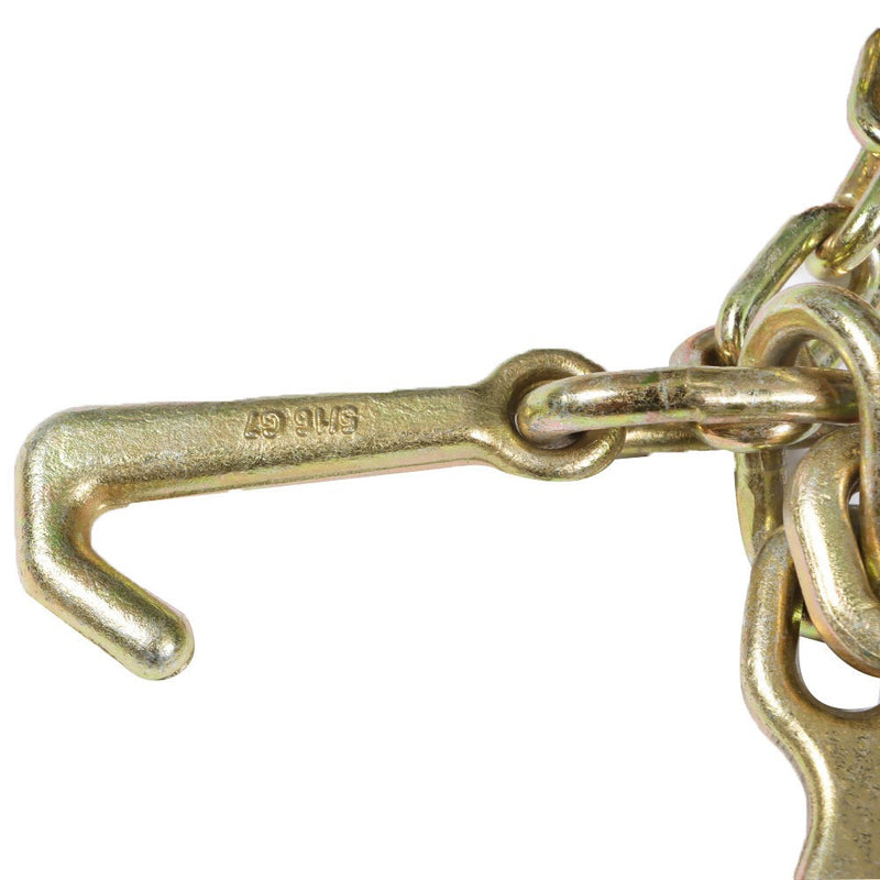DURAFORCE Tow Chain G70 5/16" x 3ft V-Chain w/ 8" Medium J Hooks & Grab T-Hooks