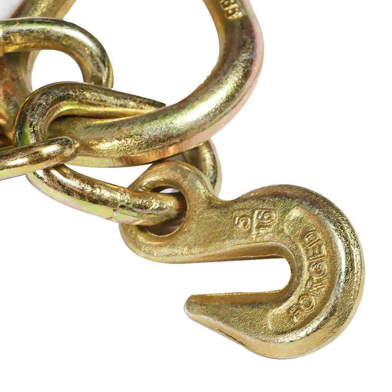 DURAFORCE Tow Chain G70 5/16" x 3ft V-Chain w/ 8" Medium J Hooks & Grab T-Hooks