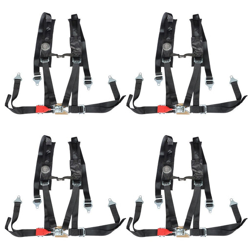 DURAFORCE 4 Pack 4-Point 2" Padded Seat Belt Harness Black for Polaris RZR XP S 4 1000