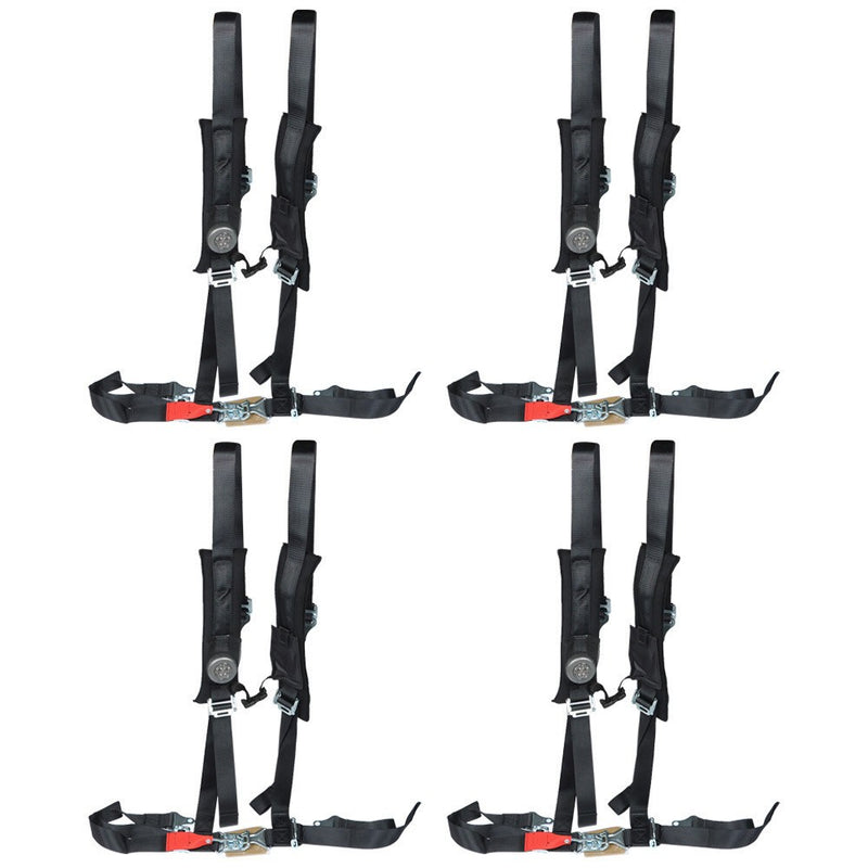 DURAFORCE 4 Pack 4-Point 2" Padded Seat Belt Harness Black for Polaris RZR XP S 4 1000