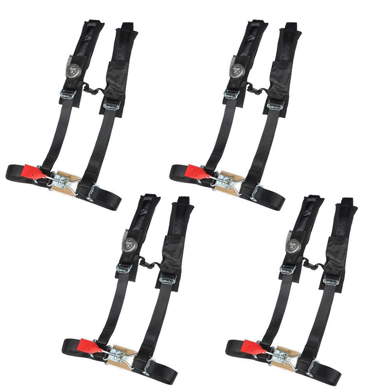 DURAFORCE 4 Pack 4-Point 2" Padded Seat Belt Harness Black for Polaris RZR XP S 4 1000
