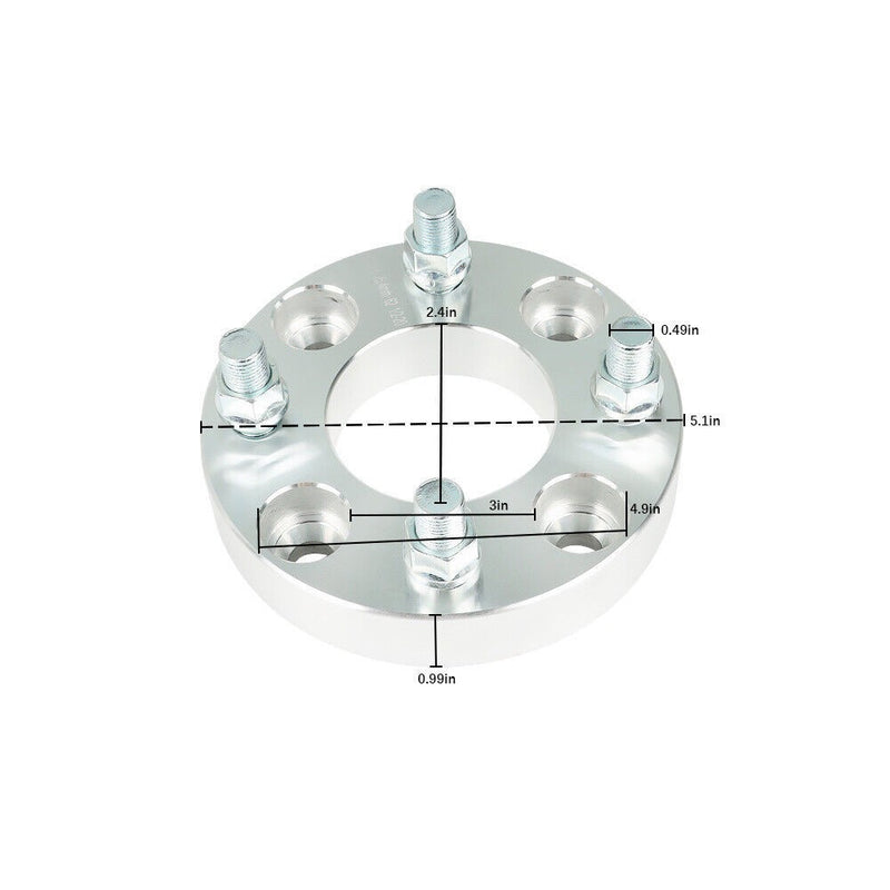 DURAFORCE 2x 1" 4x4 4x101.6mm Wheel Spacers 1/2"x20 Studs for EZ GO Club Car Golf Cart
