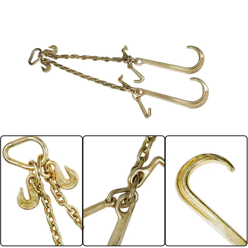 DURAFORCE 3/8 x 2' V Type Tow Chain J Hook Grab Hook for Tractor Car Wrecker Truck