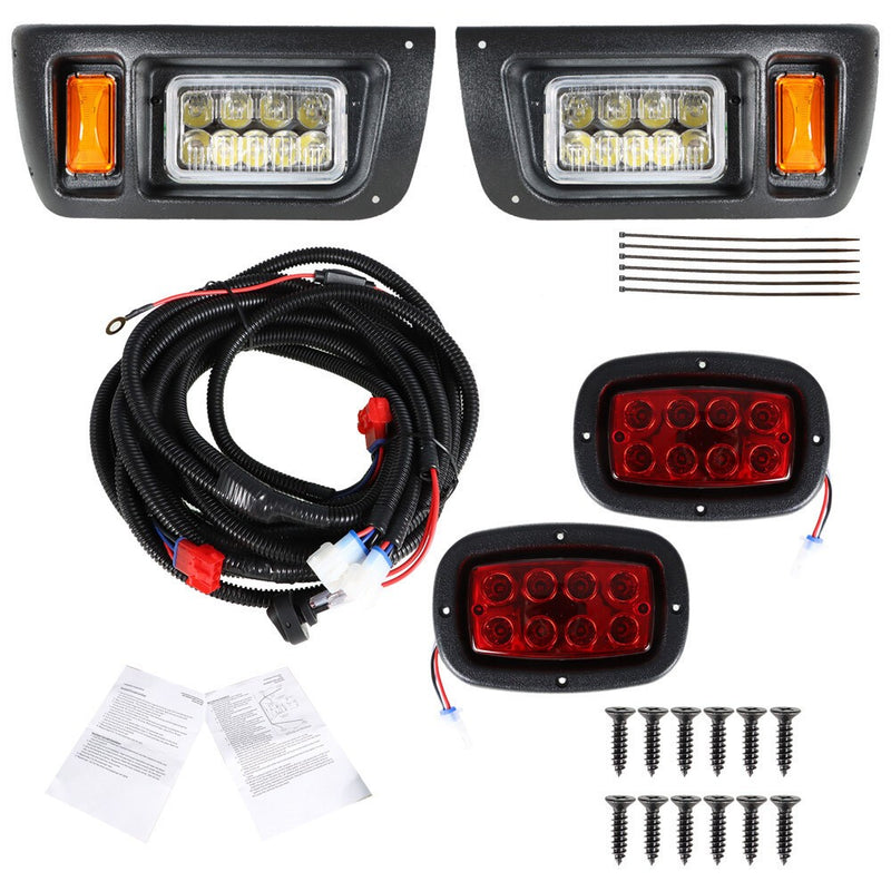 DURAFORCE Adjustable LED Headlights & Tail Lights Kit for Club Car DS G & E Golf Cart 1993