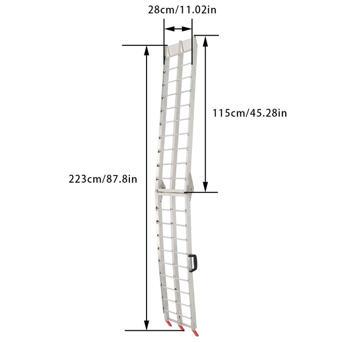 DURAFORCE UTV 7.5" Aluminum Folding Loading Ramps 2pcs for Truck Motorcycle Lawn Mower