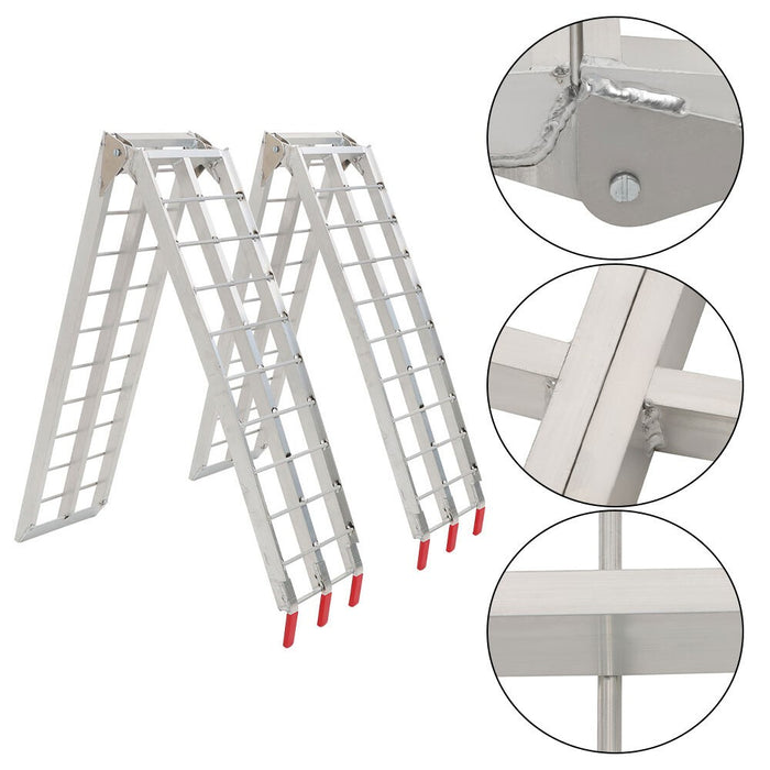DURAFORCE UTV 7.5" Aluminum Folding Loading Ramps 2pcs for Truck Motorcycle Lawn Mower