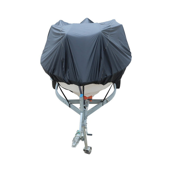 DURAFORCE 17-19ft Black 210D Boat Cover for Trailerable Fishing Ski Bass V-Hull Runabouts