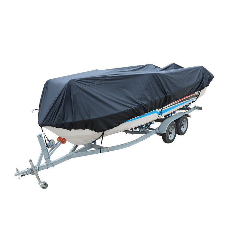 DURAFORCE Waterproof 11-13ft Black Boat Cover for V-Hull Runabout Trailerable Boats