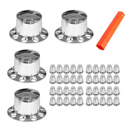 DURAFORCE New Rear Chrome Wheel Axle Hub Cover Kit 33MM Nut Covers 4Pcs ABS Plastic