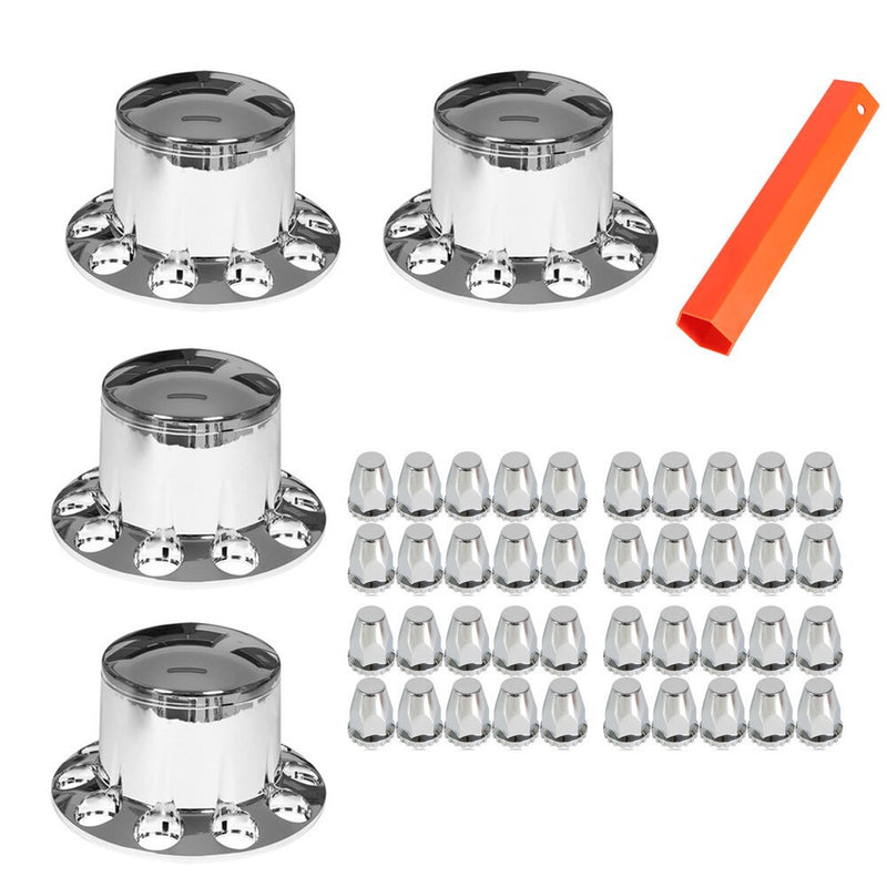 DURAFORCE New Rear Chrome Wheel Axle Hub Cover Kit 33MM Nut Covers 4Pcs ABS Plastic