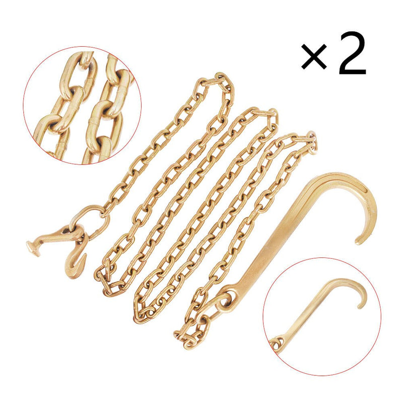 DURAFORCE 2PCS Grade 70 5/16" x 10' Wrecker Tow Chain Hooks J Hook Long Shank