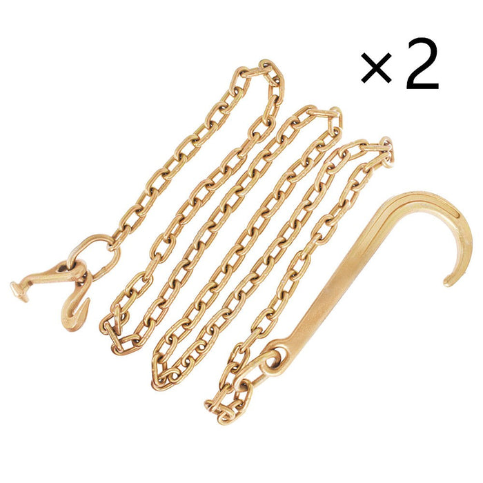 DURAFORCE 2PCS Grade 70 5/16" x 10' Wrecker Tow Chain Hooks J Hook Long Shank