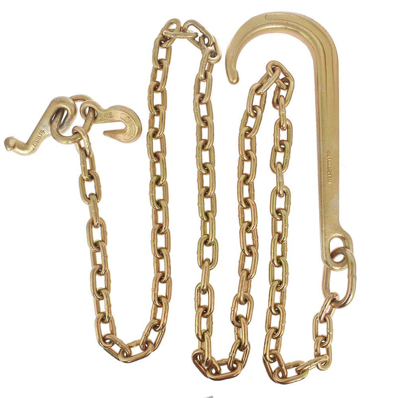 DURAFORCE Tow Chain 15" J Hook Mini Grab Hook 5/16 x 8 FT Grade 70 Welded