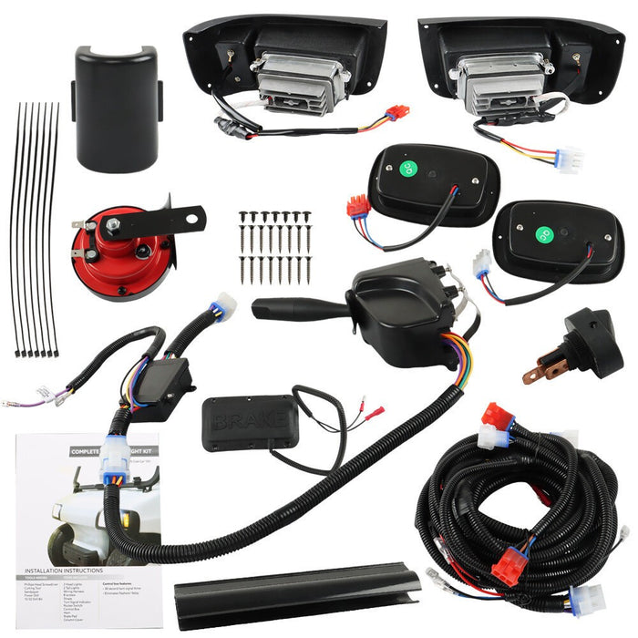 DURAFORCE 12V Golf Cart LED Light Kit Headlight Tail Brake Horn for Club Car DS