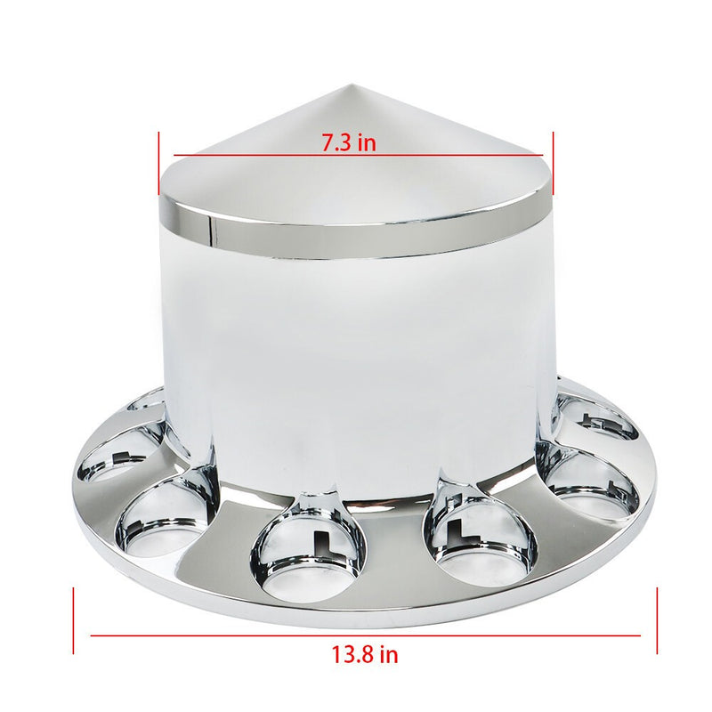 DURAFORCE Chrome 33mm Spiked Hub Cover Kit Front & Rear Semi Truck Wheel Axle Caps