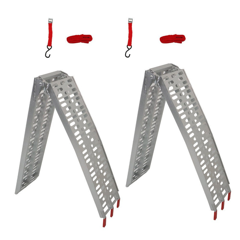 DURAFORCE 2 Aluminum Arched Loading Ramps for Motorcycle Truck ATV UTV Lawnmower