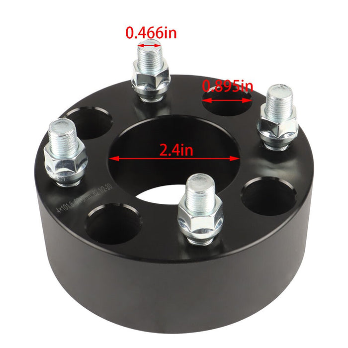 DURAFORCE 2" Wheel Spacers 62mm Hub Bore Set of 4 for EZGO EZ GO Golf Cart Club Car Black