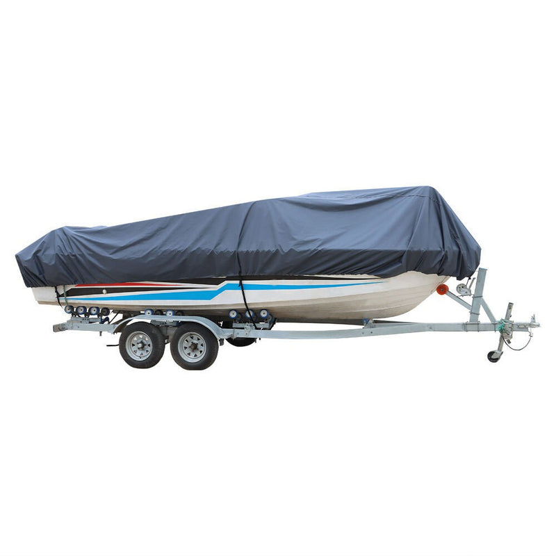 DURAFORCE Boat Cover Gray 600D Marine Grade Polyester Canvas Trailerable Waterproof