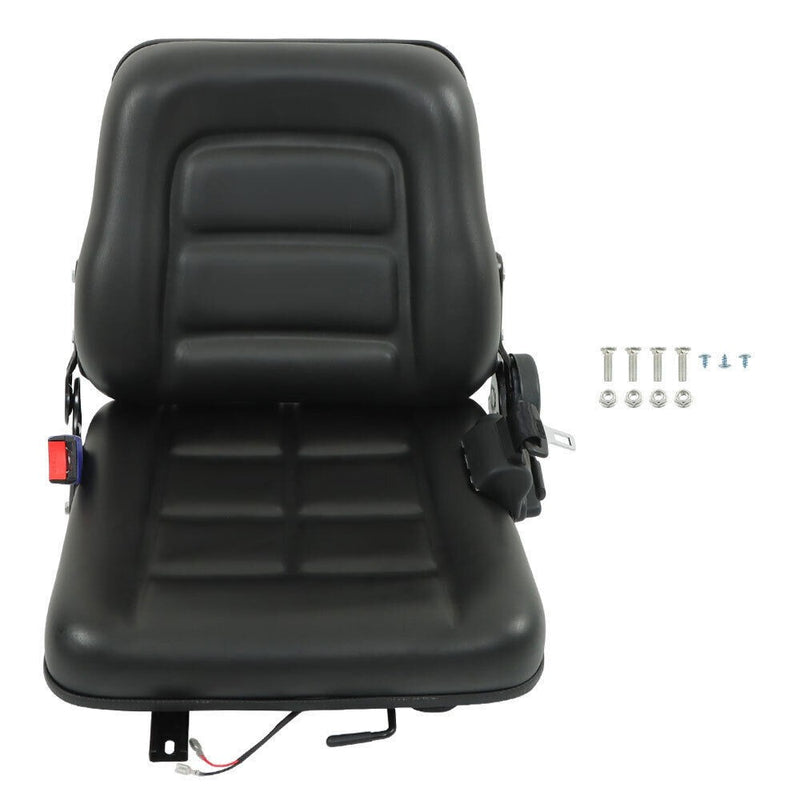 DURAFORCE Universal Forklift Seat Fold Down Tractor Seat Adjustable Back & Seatbelt