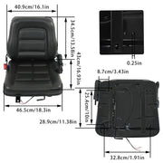 DURAFORCE Universal Forklift Seat Fold Down Tractor Seat Adjustable Back & Seatbelt