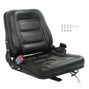 DURAFORCE Universal Forklift Seat Fold Down Tractor Seat Adjustable Back & Seatbelt