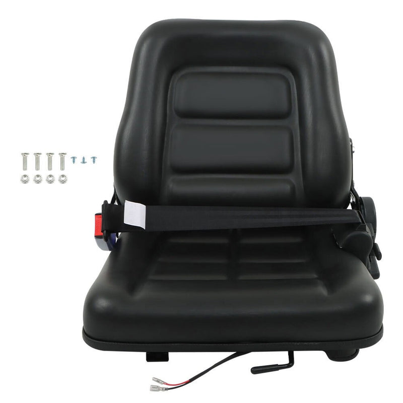 DURAFORCE Universal Forklift Seat Fold Down Tractor Seat Adjustable Back & Seatbelt