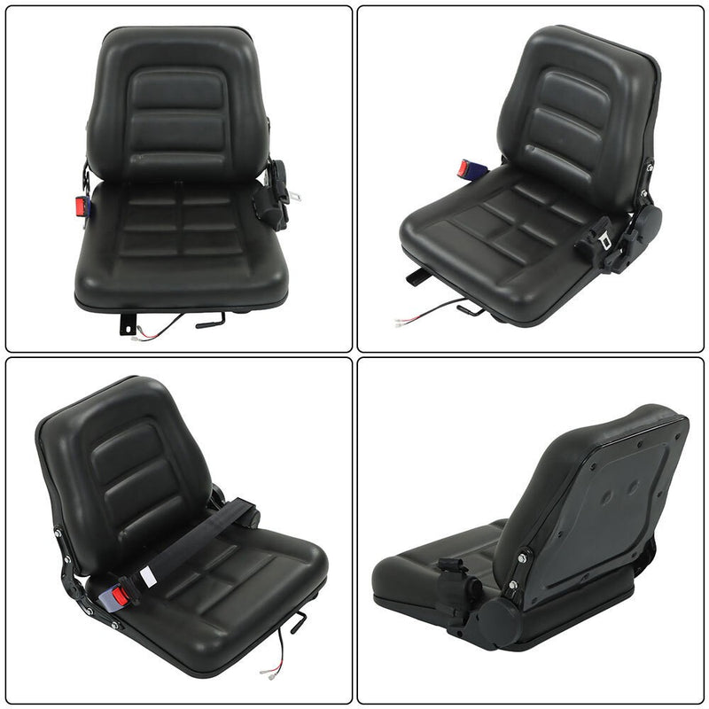 DURAFORCE Universal Forklift Seat Fold Down Tractor Seat Adjustable Back & Seatbelt
