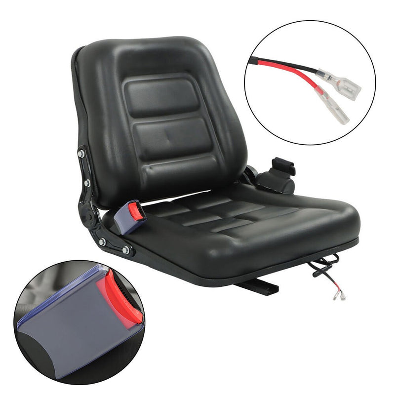 DURAFORCE Universal Forklift Seat Fold Down Tractor Seat Adjustable Back & Seatbelt