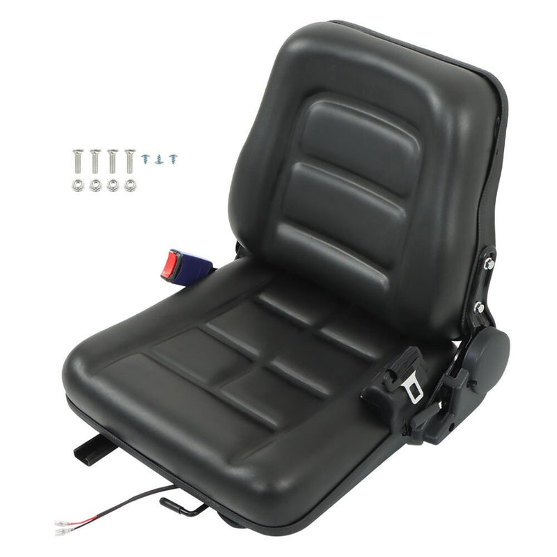 DURAFORCE Universal Forklift Seat Fold Down Tractor Seat Adjustable Back & Seatbelt