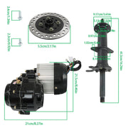 DURAFORCE Electric Differential Brushless 1000W Motor + 4 Stud Hub 40" Rear Axle Kit