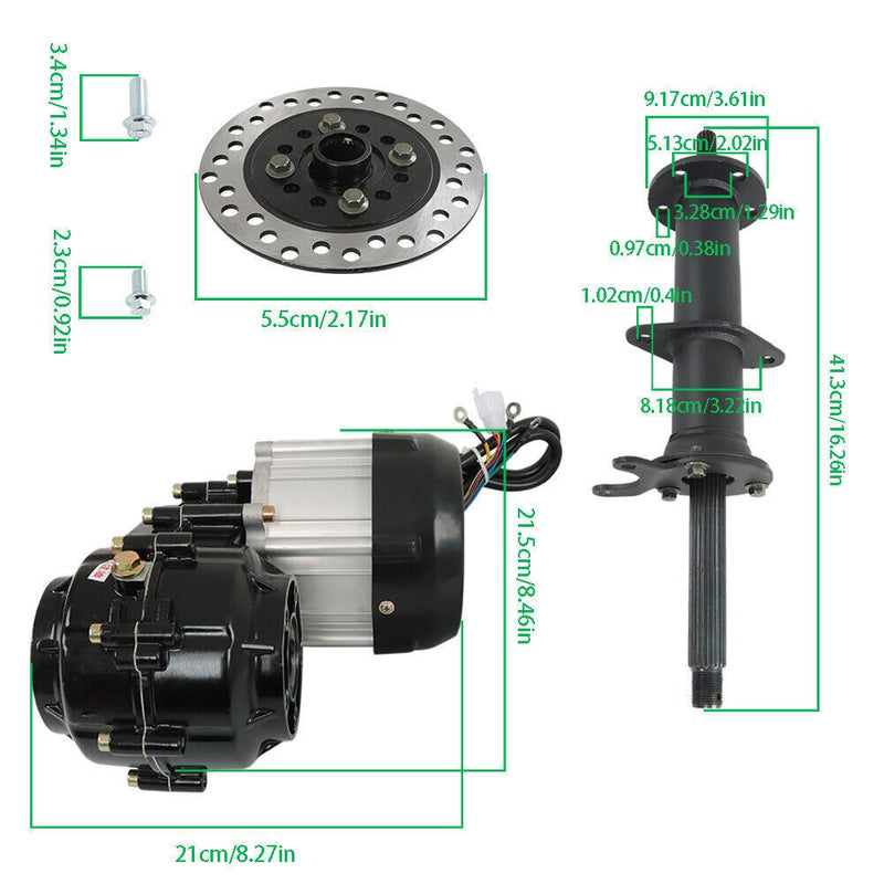 DURAFORCE Electric Differential Brushless 1000W Motor + 4 Stud Hub 40" Rear Axle Kit