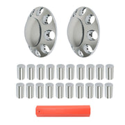 DURAFORCE Chrome Front Axle Wheel Cover Hub Cap 33mm Thread-On Flat Head Lug Nuts Truck