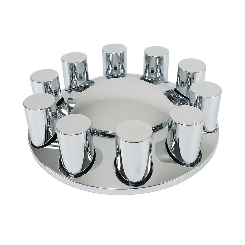 DURAFORCE Chrome Front Axle Wheel Cover Hub Cap 33mm Thread-On Flat Head Lug Nuts Truck