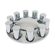 DURAFORCE 33mm Chrome Front Axle Wheel Cover Thread-On Hub Cap with Flat Head Lug Nuts