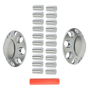 DURAFORCE Chrome 33mm Thread-On Hubcap Kit Front Axle Wheel Cover with Flat Head Lug Nuts