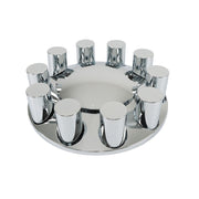 DURAFORCE Chrome 33mm Thread-On Hubcap Kit Front Axle Wheel Cover with Flat Head Lug Nuts