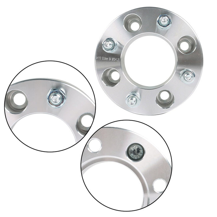 DURAFORCE 2pcs 2" 4x110 Wheel Spacer 74mm M10x1.25 for Honda Rancher 350 2000-2009 Silver