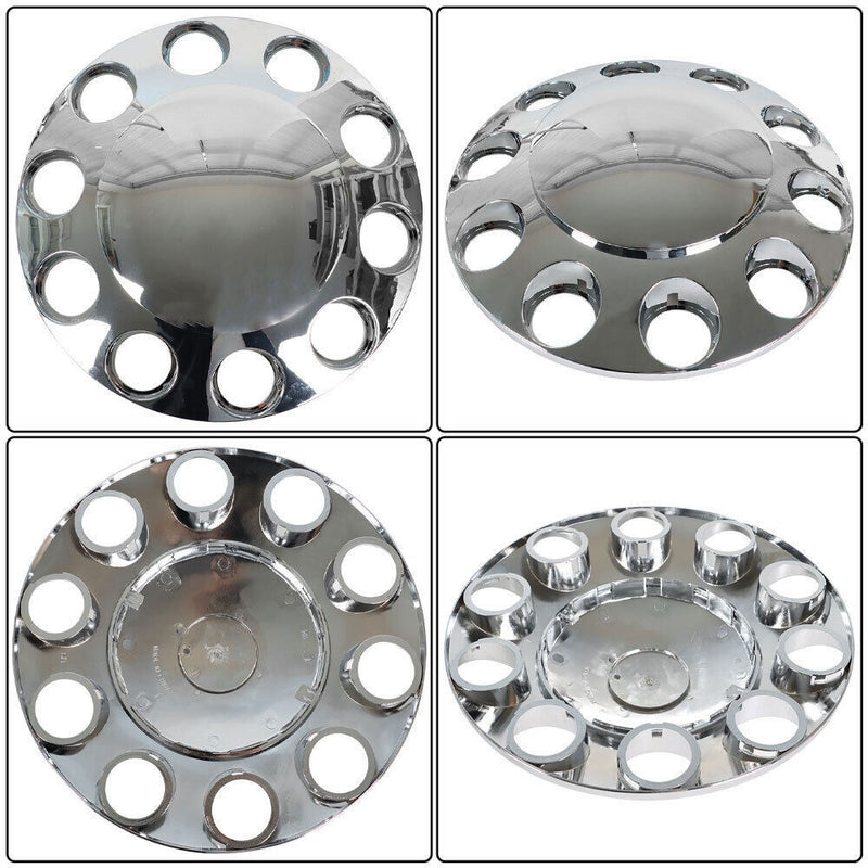 DURAFORCE Chrome Hub Cover Kit 33mm Front & Rear Lug Semi Truck Wheel Axle Covers