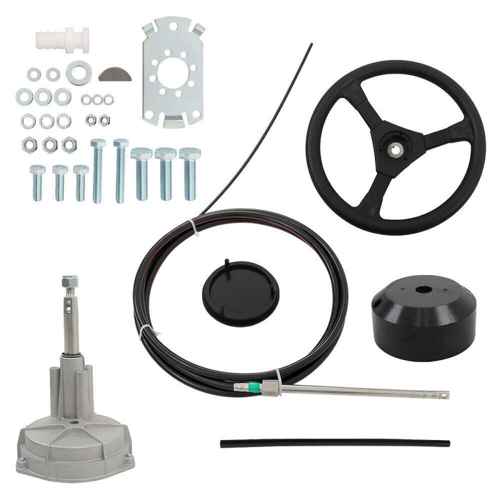 DURAFORCE 15ft Boat Steering Cable Rotary Wheel Outboard Steering System Kit